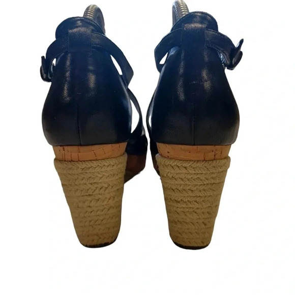 Cole Haan Espadrilles Wedge Black Sling  back Sandals Size 10.5 - Picture 4 of 7